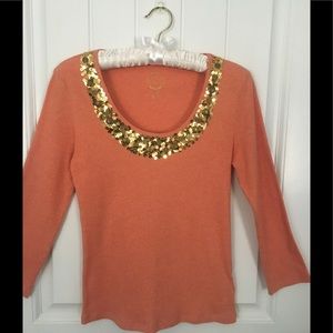 MICHAEL Michael Kors Sequin Long Sleeve T Shirt